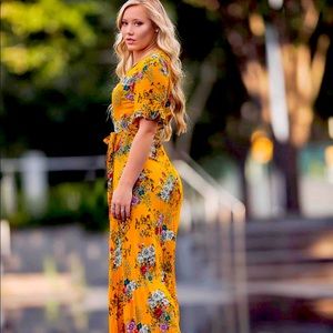 Yellow wrap long dress